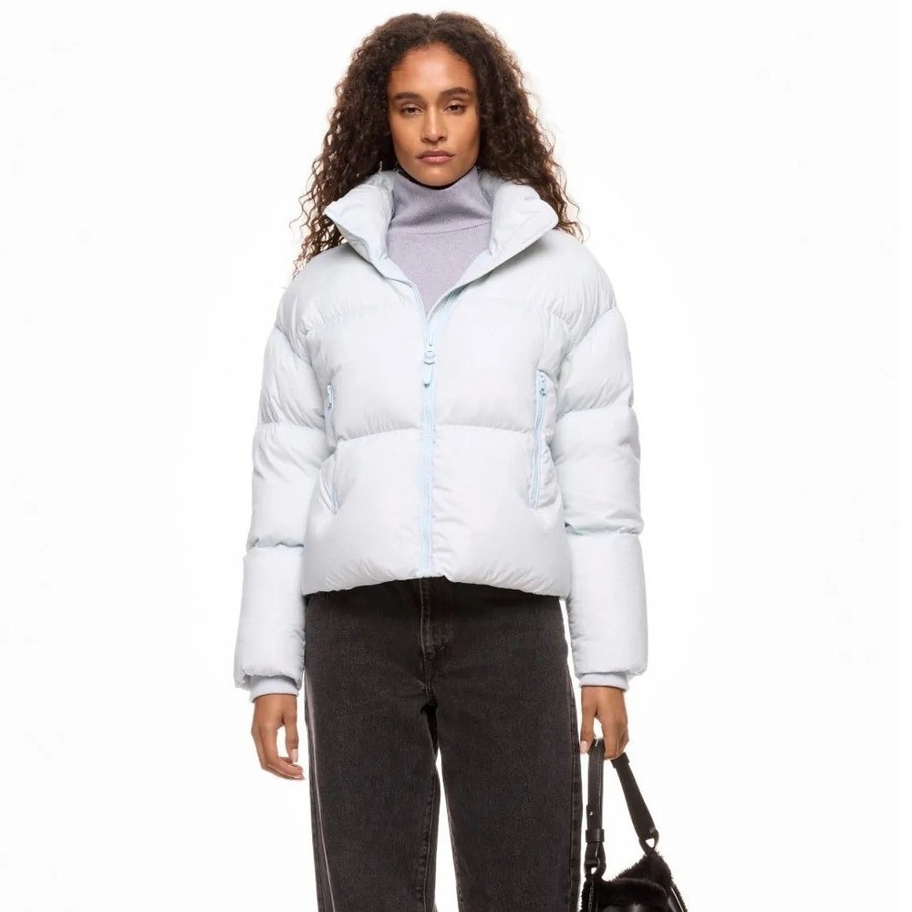 Mackage‎ Tessy Powder Blue Puffer Jacket High Neck Zip Front Size XS